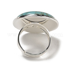 Synthetic Turquoise Round Adjustable Rings&nbsp;RJEW-K371-09S-16