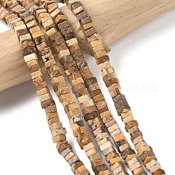 天然石ピクチャージャスパービーズ連売り  正方形  4.5x4.5x2.5mm  穴：1mm  約46~51個/連  14.57~15.35''（37~39センチメートル）&nbsp;G-A280-C04-01