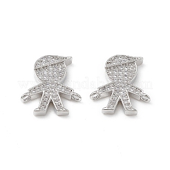 Brass Micro Pave Clear Cubic Zirconia Connector Charms&nbsp;KK-E068-VB030
