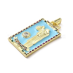 Brass Micro Pave Cubic Zirconia Pendants with Enamel&nbsp;KK-H458-03G-11