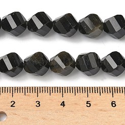 天然石ゴールデンシーンオブシディアンビーズ連売り  多面カット  ツイスト  10~10.5x9.5~10.5x9.5~10.5mm  穴：1mm  約38~40個/連  14.96~15.35''（38~39センチメートル）&nbsp;G-C267-B18