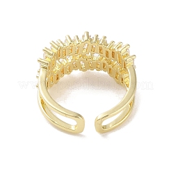 Brass Micro Pave Cubic Zirconia Open Cuff Rings&nbsp;RJEW-K263-18G