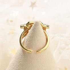 真鍮マイクロパヴェクリアキュービックジルコニアオープンカフリング女性用男性用  カドミウムフリー＆鉛フリー  シールド  18KGP本金メッキ  2.5mm  内径: 調節可能&nbsp;KK-B124-12GP
