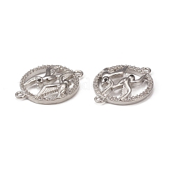 Brass Micro Pave Clear Cubic Zirconia Connector Charms&nbsp;KK-E068-VB293