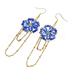 Electroplate Glass Woven Dangle Earrings for Women&nbsp;EJEW-MZ00795-03