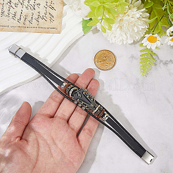 1Pc Alloy & Leather Cord Bracelets for Men Women&nbsp;BJEW-CL0001-24