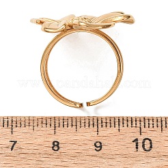 女性用304ステンレススチールカフオープンリング  花  ゴールドカラー  usサイズ7（17.3mm）&nbsp;RJEW-C162-01C-G