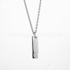 304 Stainless Steel Blank Double Rectangle Pendant Cable Chain Necklaces&nbsp;FS-WG7A741-02
