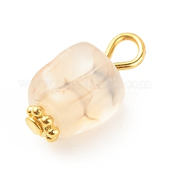 天然石瑪瑙ペンダント  ゴールデンメッキ鉄パーツ  キューブ  ビスク  14~16x7~8x6~7.5mm  穴：2~4mm&nbsp;PALLOY-JF01586-04