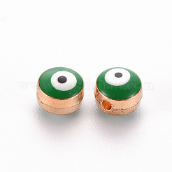 合金エナメルビーズ  ナザールボンジュウ  薄緑  8x6~7mm  穴：1mm&nbsp;LS-ENAM-WH0047-14A-8mm