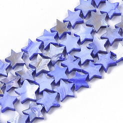淡水シェルビーズ連売り  染め  スター  ミックスカラー  9~10.5x9.5~11.5x2~3mm  穴：1mm  約38個/連  11.8インチ〜13.3インチ&nbsp;SHEL-T014-009