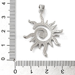 真鍮チャーム  カドミウムフリー＆鉛フリー  太陽  プラチナ  32x26x4mm  穴：5x4mm&nbsp;KK-B094-01P