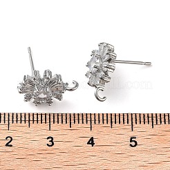 Brass Micro Pave Cubic Zirconia Studs Earring Findings&nbsp;KK-K364-09P