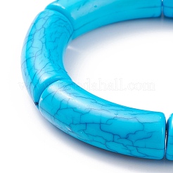 11Pcs 11 Color Imitation Gemstone Acrylic Curved Tube Chunky Stretch Bracelets Set for Women&nbsp;BJEW-JB08136