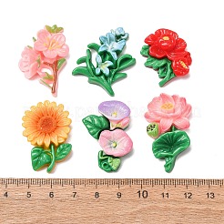 オペーク樹脂カボション  花  ミックスカラー  21~35x20~32x7~10mm&nbsp;RE-CBA0EC6-04