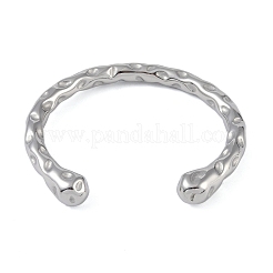 Non-Tarnish 304 Stainless Steel Open Cuff Textured Bangles for Women&nbsp;BJEW-G706-02P