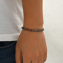 Natural Tiger Eye Heishi Beaded Bracelets with 201 Stainless Steel End Chains&nbsp;OQ4301-1