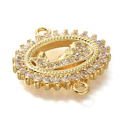 Rack Plating Brass Clear Cubic Zirconia Religion Virgin Mary Oval Connector Charms&nbsp;KK-M298-03G