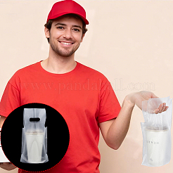配送用HDPEドリンクキャリア包装袋100個  1カップ用プラスチック製ハンドルバッグ  ドリンクパッケージ用テイクアウトカップホルダー  長方形  透明  25x18x0.02cm&nbsp;ABAG-WH0039-71A