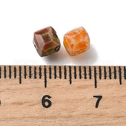 模造ヒスイのガラスビーズ  キューブ  多面カット  ミックスカラー  5x5x5mm  穴：1.4mm  約55個/10g&nbsp;GLAA-P073-06