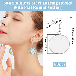 60Pcs 304 Stainless Steel Earring Hooks&nbsp;STAS-BBC0009-93D