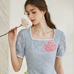 2pc Peony Polyester Embroidery Sew on Appliques&nbsp;PATC-NB0001-34