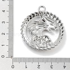 合金ペンダント  花を持つドラゴン  プラチナ  39.5x35x5mm  穴：3mm&nbsp;PALLOY-S031-09