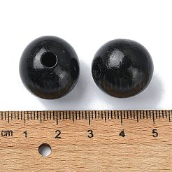 木製大穴ヨーロピアンビーズ  ラウンド  ブラック  19~20x18mm  穴：4.2mm&nbsp;WOOD-D027-01B