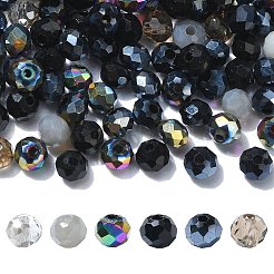 ガラスビーズ  多面カット  ロンデル  ブラック  4.5x3~4mm  穴：1mm  500個/セット&nbsp;GLAA-CJ0002-51E