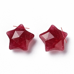 天然の赤い翡翠のチャーム  スター  多面カット  13~13.5x14~14.5x6~6.5mm  穴：0.8mm&nbsp;X-G-H241-04H