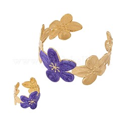 Flower Iron Enamel Cuff Bangles & Cuff Rings Sets for Women&nbsp;FS-WGED47D-03