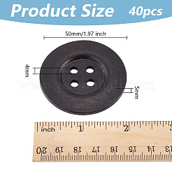 40Pcs Wood Buttons&nbsp;BUTT-OC0001-53B