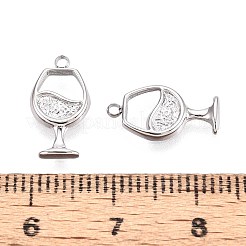 304ステンレススチールチャーム  ワイングラスチャーム  変色防止  ステンレス鋼色  14x7.5x1.5mm  穴：1.2mm&nbsp;STAS-N109-257P