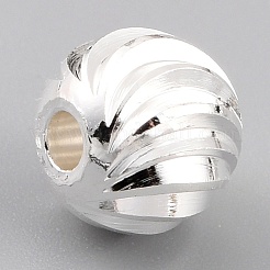 真鍮ビーズ  カドミウムフリー＆鉛フリー  長持ちメッキ  コルゲートラウンド  925銀メッキ  8x7mm  穴：2mm&nbsp;KK-O133-315G-S