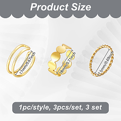 女性用合金カフリングセット 6色 2セット  プラチナ＆ライトゴールド  内径：16~18mm  3セット/色&nbsp;RJEW-GO0001-04
