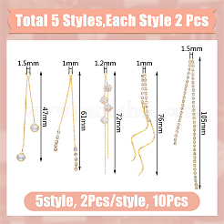 10Pcs 5 Styles Brass Chain Tassel Big Pendants&nbsp;KK-HY0003-69