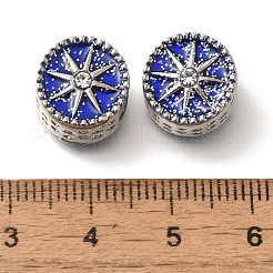 メッキ合金エナメル欧州ビーズラック  ラインストーンとスパンコール付き  鉛フリー＆カドミウムフリー  大穴ビーズ  スターとフラットラウンド  ダークブルー  12x8.5mm  穴：4.5mm&nbsp;FIND-H005-13P-01