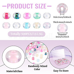 500Pcs Inside Colours Transparent Glass Seed Beads&nbsp;SEED-TA0001-75