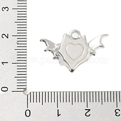 ラックメッキ合金ガラスペンダント  飛んでハート  プラチナ  透明  15.5x23.5x8.5mm  穴：2mm&nbsp;FIND-Z054-02P-01