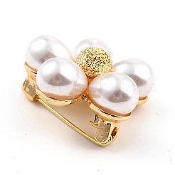 合金樹脂模造真珠ブローチ  花  ホワイト  30x31x11mm  ピン：0.8mm&nbsp;JEWB-O009-13