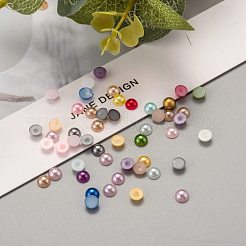 ABSプラスチック製カボション  模造パール  半円  ミックスカラー  5x2.5mm  約5000個/袋&nbsp;OACR-S012-5mm-M