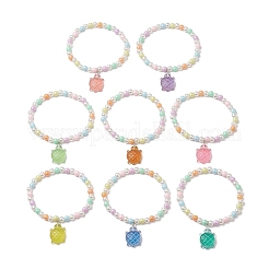 女性用アクリルビーズストレッチブレスレット8個8色  蓄光カメ  ミックスカラー  内径：2-1/8インチ（5.3cm）  1pc /カラー&nbsp;BJEW-JB11709