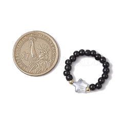 Glass Beads Stretch Rings&nbsp;RJEW-JR00821