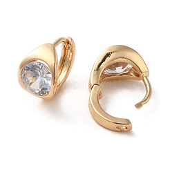 Light Gold Brass Micro Pave Cubic Zirconia Hoop Earrings&nbsp;EJEW-C073-09A-KCG