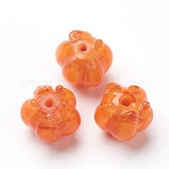 手作りランプワークビーズ  花  オレンジ  11x12mm  穴：2mm  約30個/連  12.40インチ（31.5cm）&nbsp;LAMP-J092-02F
