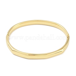 304ステンレススチールファセットリングヒンジ付きバングル女性用  18KGP本金メッキ  内径：2-3/8x2インチ（6.1x5.2cm）  6mm&nbsp;BJEW-C071-16G