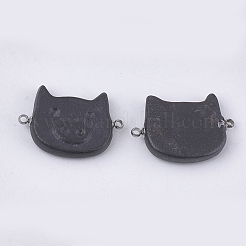 手作りの磁器リンクコネクター  霜  真鍮パーツ  貯金箱のパーツ  プラチナ  グレー  26x17~17.5x5mm  穴：1.5mm&nbsp;PORC-T002-66A