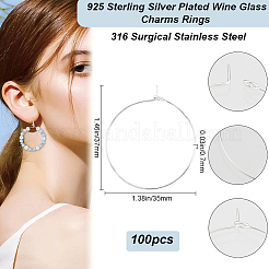 100Pcs 316 Surgical Stainless Steel Wine Glass Charms Rings&nbsp;STAS-BBC0005-97D