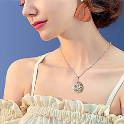 DIY Flat Round with Tree Life Pendant Necklace Making Kit&nbsp;DIY-BC0004-85