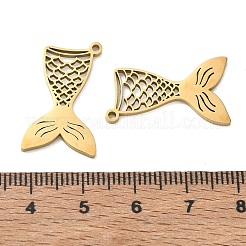 304ステンレスペンダント  マーメイドテールチャーム  切り取る  イオンプレーティング（ip）  18KGP本金メッキ  25x15x1.3mm  穴：1.4mm&nbsp;SA-CBAAC28-06G